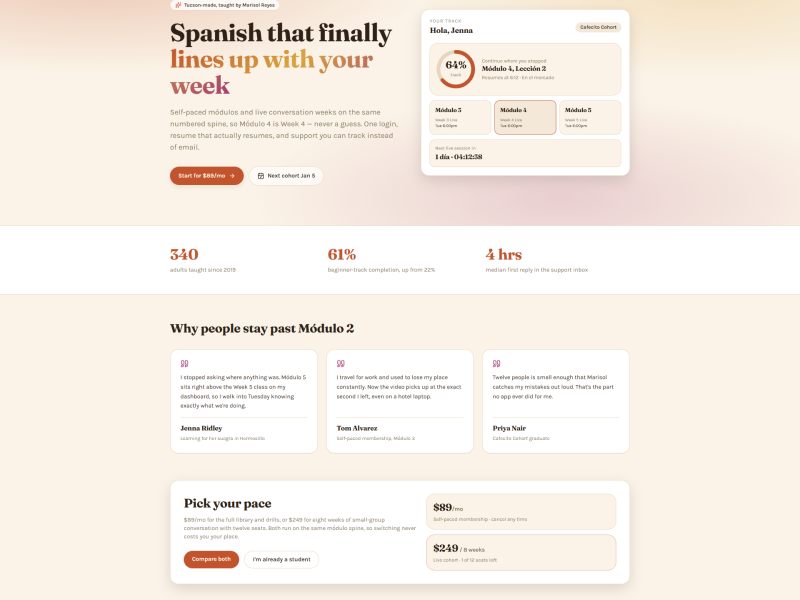 Four tools became one, and students stopped asking where things were, case study screenshot by Femmy Creative Hub