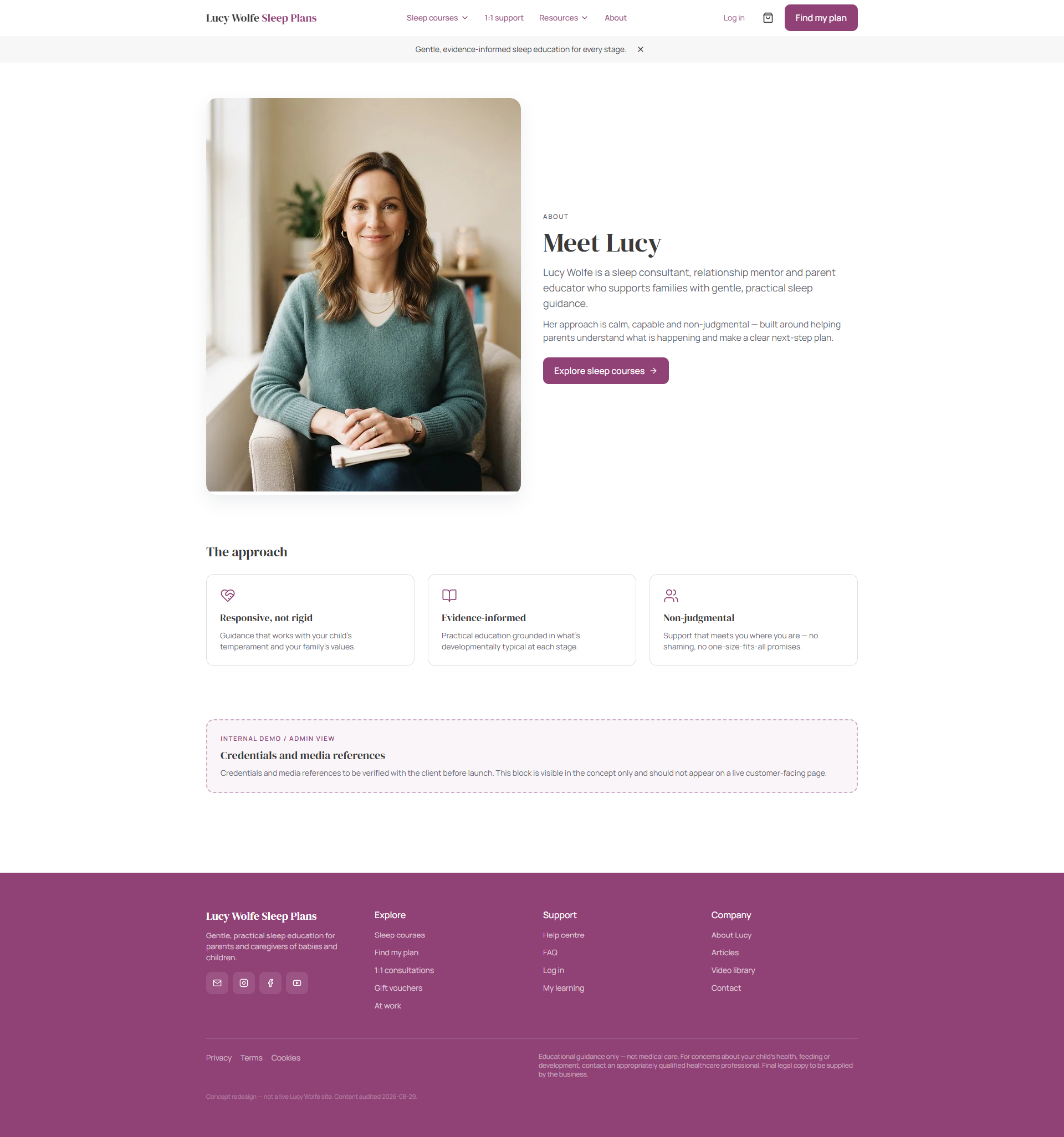 About Lucy founder page for Lucy Wolfe Sleep Plans