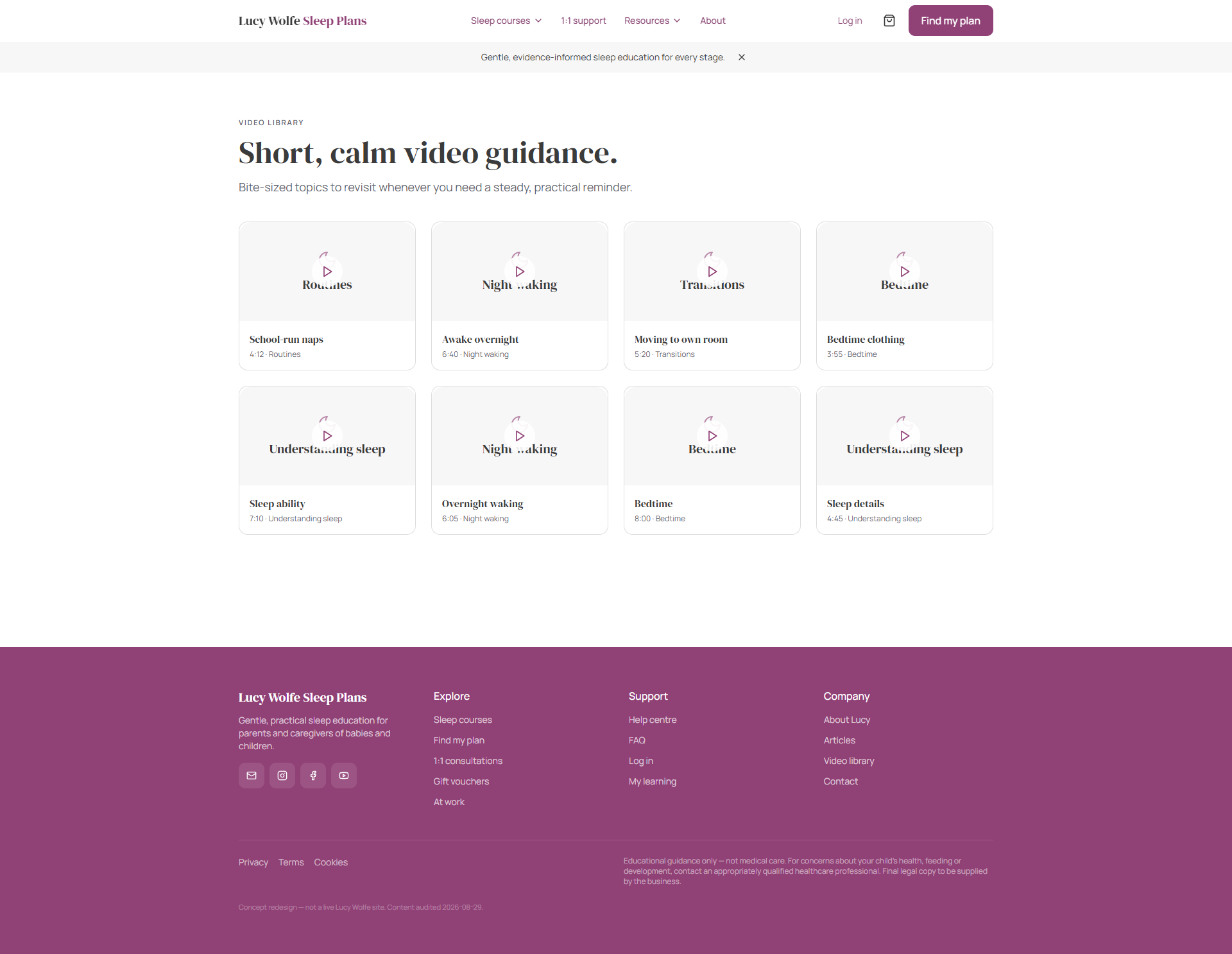 Lucy Wolfe Sleep Plans video library