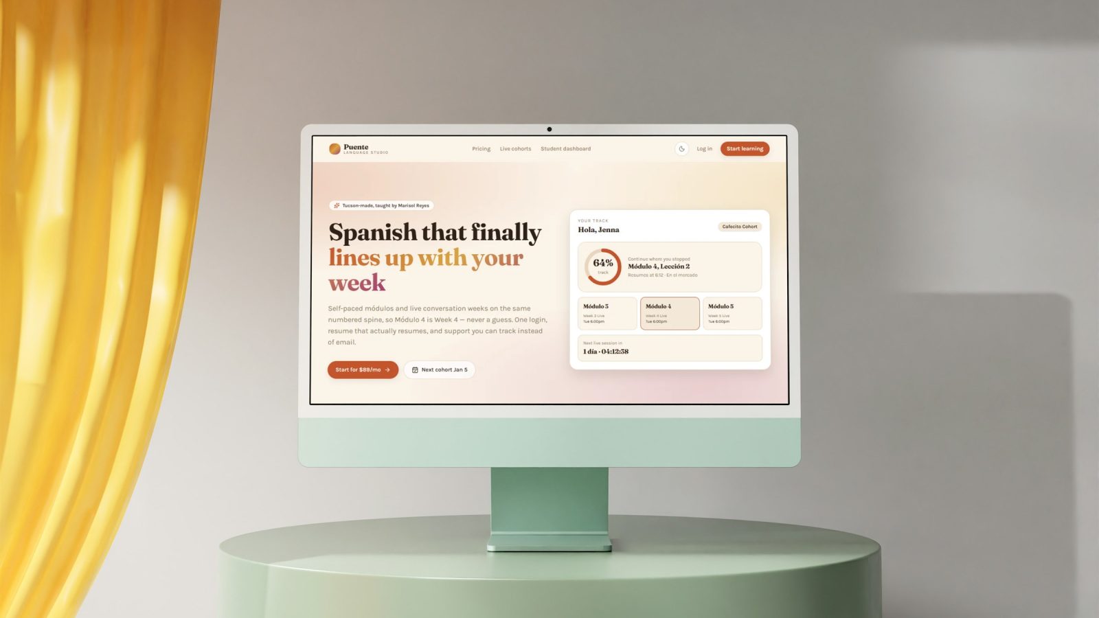 Puente Language Studio, portfolio screenshot by Femmy Creative Hub